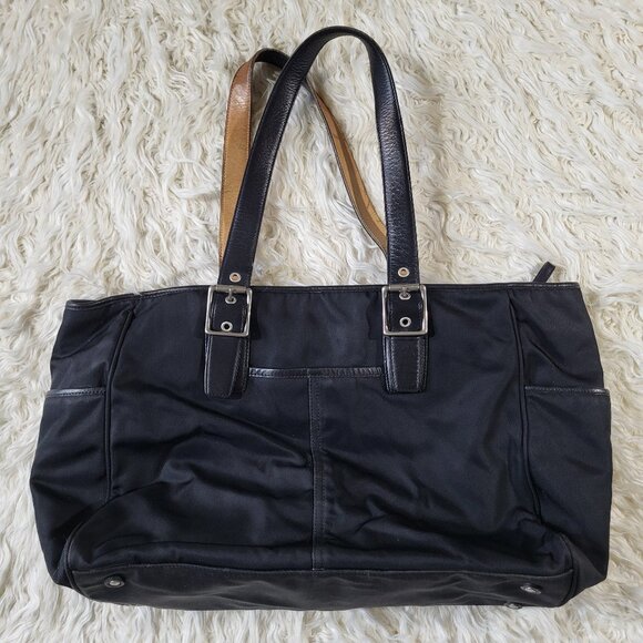 Coach Black Nylon / Leather Tote Bag Handcrafted in Turkey - Picture 7 of 16